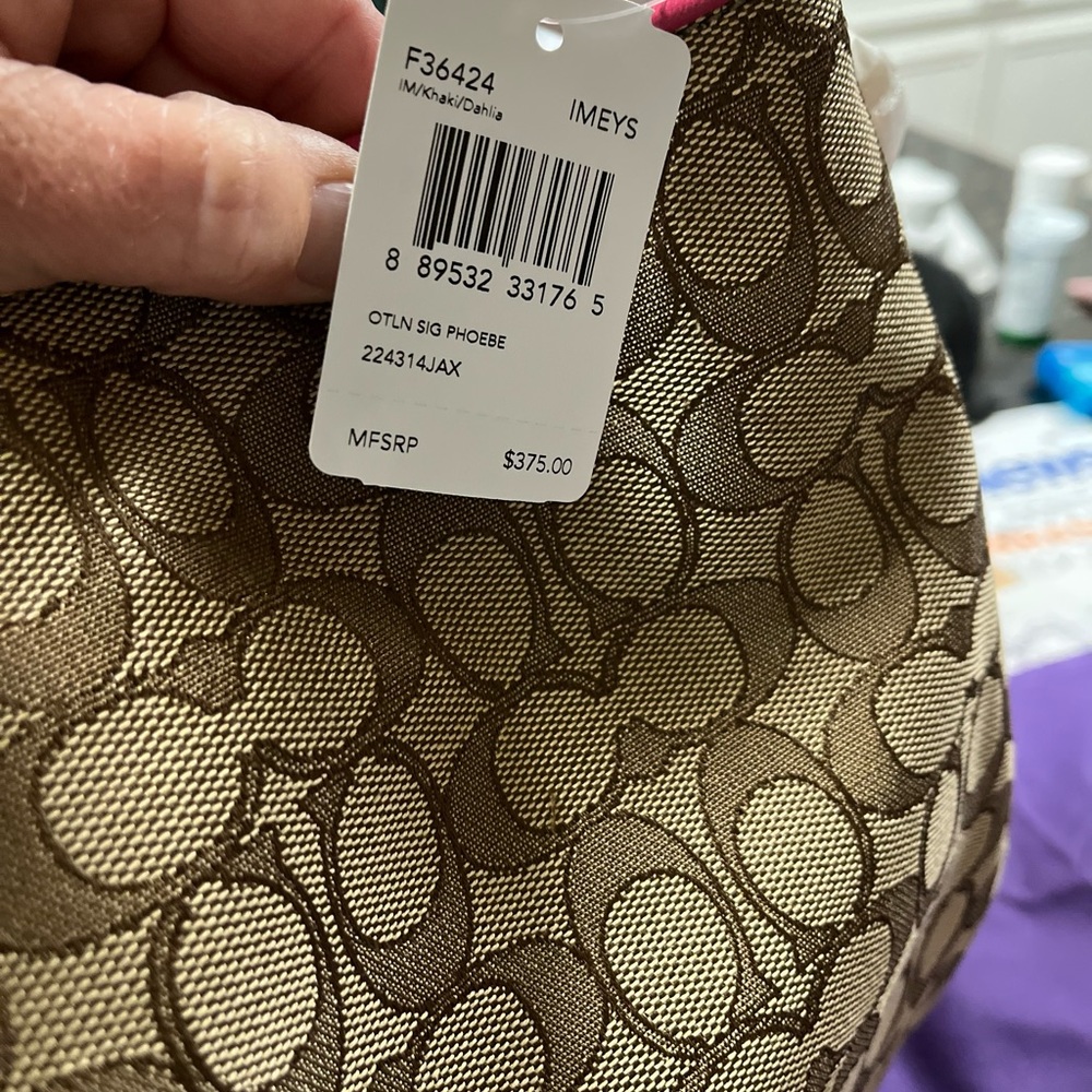 NEW large Coach purse with hot pink trim - Picture 8 of 8